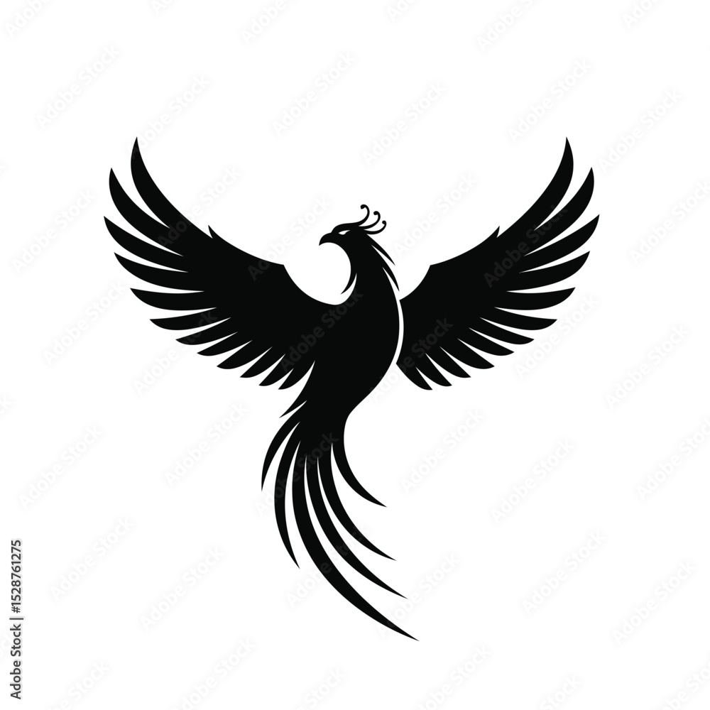 Fototapeta premium Majestic black phoenix bird wings spread soaring