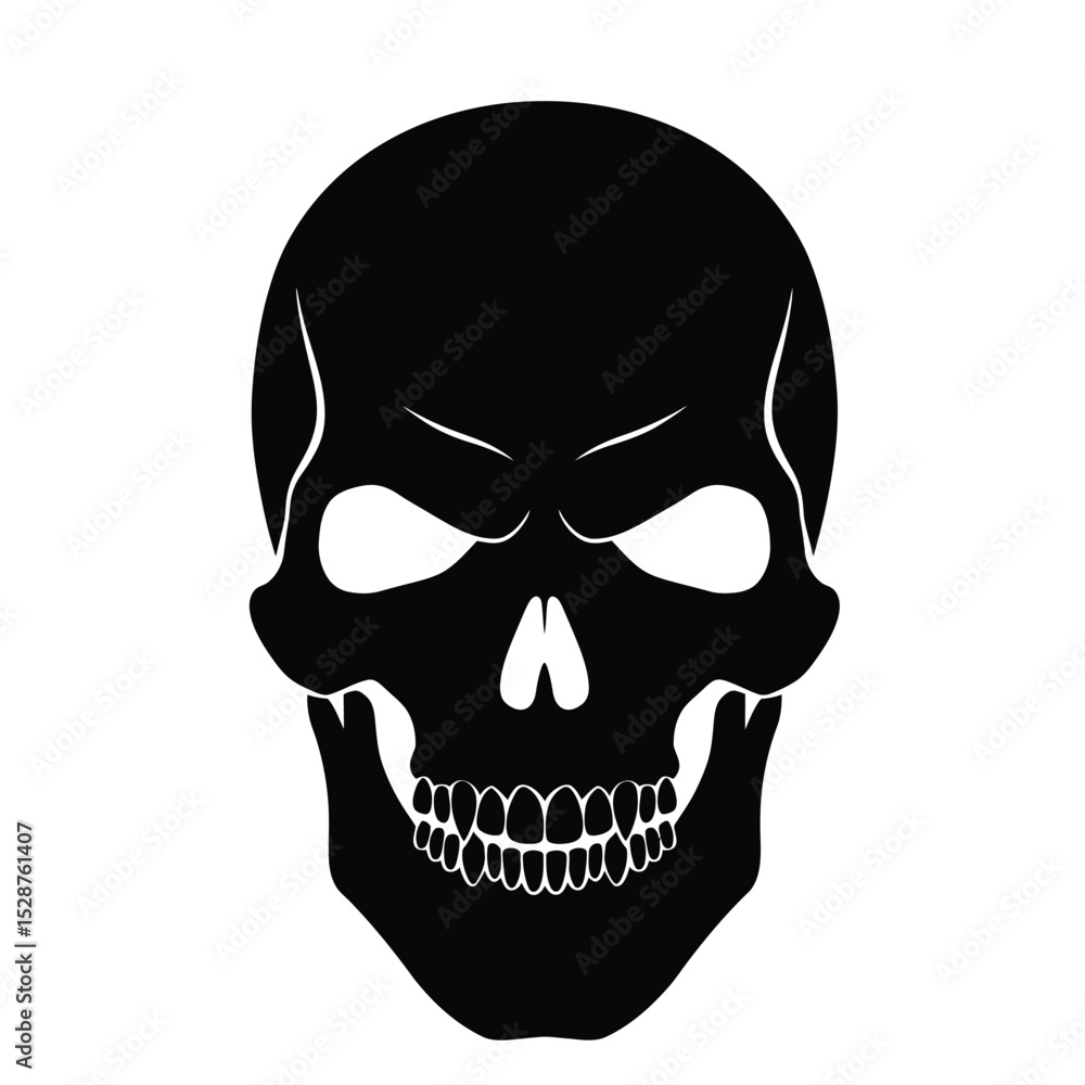 Fototapeta premium Black silhouette skull graphic design element