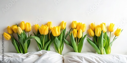 Minimalist Bedroom Decor, Yellow Tulip Bed, Spring Interior Design, Home Staging, Simple Bedroom, Floral Arrangement