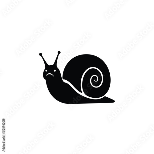 Sad snail shell black silhouette illustration