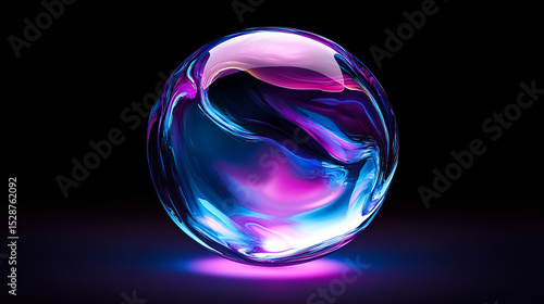 dynamic 3D gradient sphere glowing on dark background