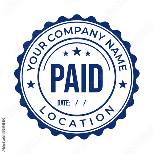 Blue Office Payment Seal Design Featuring Customizable Text and Date Fields