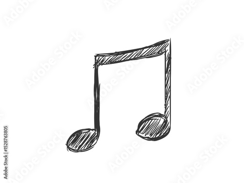 Musical Note Art Illustration Drawing Design on Black Background Graphic