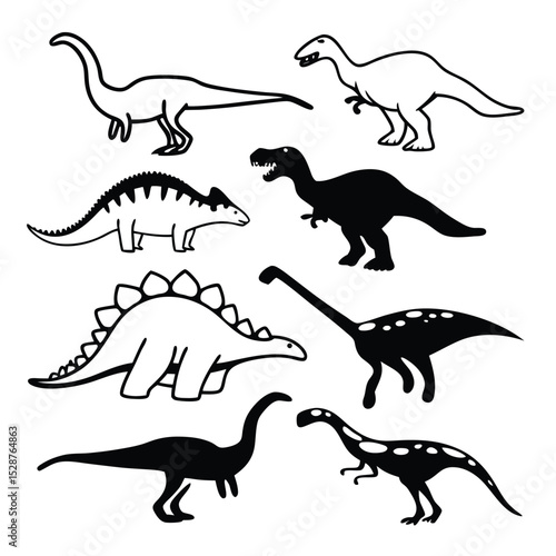 Silhouette Collection of Various Dinosaurs