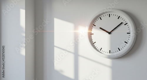 Wallpaper Mural 穏やか陽光浴びる白い壁掛け時計 静かに時を刻む. AI Generated Torontodigital.ca