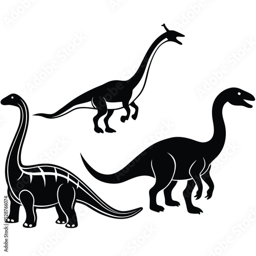 Silhouette Collection of Various Dinosaurs