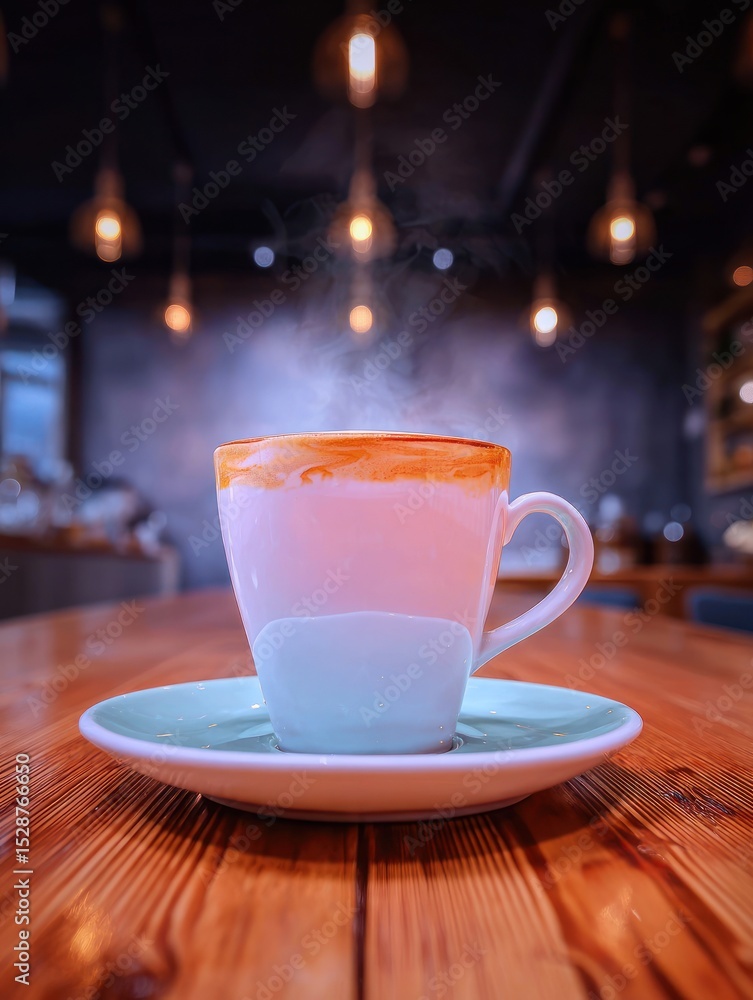 Fototapeta premium Coffee cup on wooden table (1)