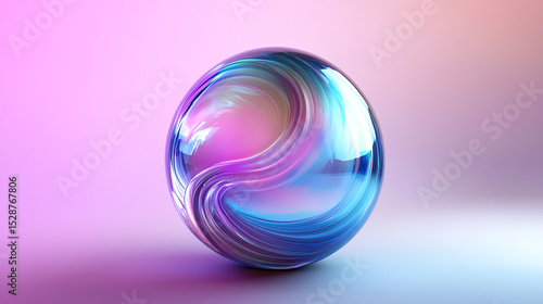 A glowing 3D futuristic sphere with violet hues