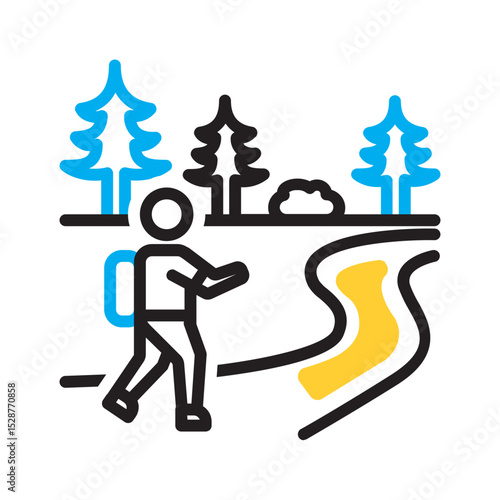 Vector multi color icon for Hiking trails
