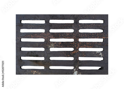 Photos rusty grill drain cover isolated