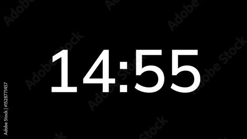 Countdown timer from 15 minute to 14 minute on black background