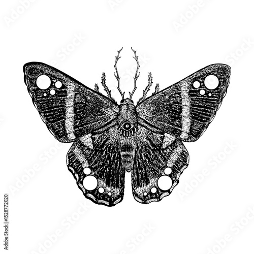 dark butterfly hand drawing vector isolated on background.