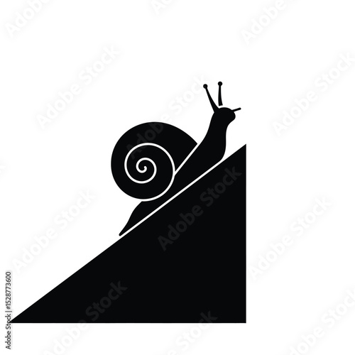 Snail climbing a steep hill black silhouette