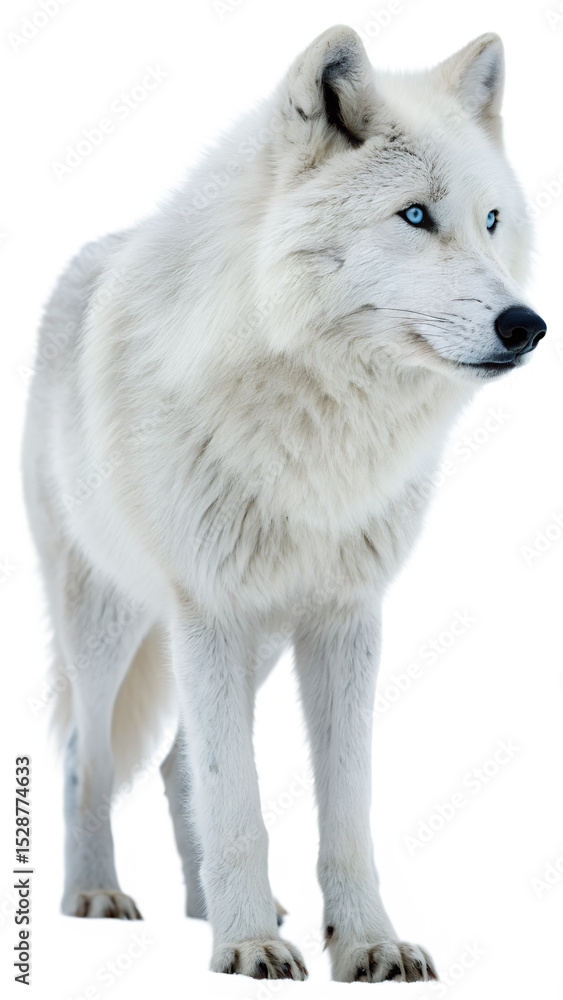 Obraz premium Arctic Wolf with Blue Eyes, Isolated on Transparent Background