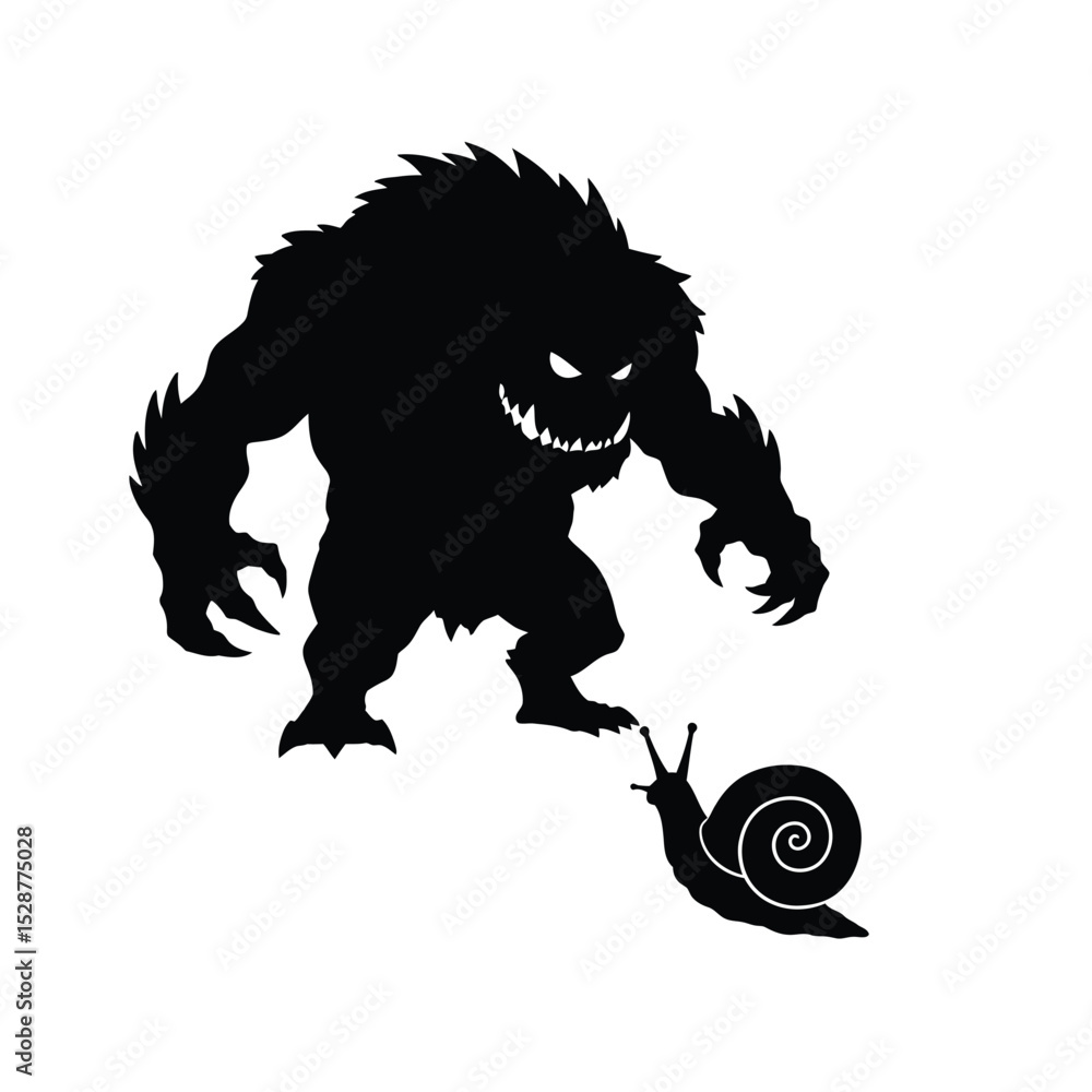Obraz premium Monster silhouette threatening tiny snail