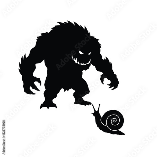 Monster silhouette threatening tiny snail