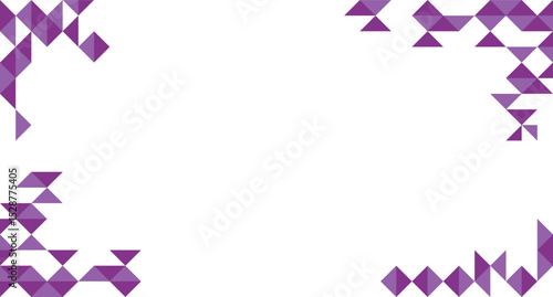 Geometric Purple Triangle Frame Vector – Modern Abstract Border Design. A contemporary vector border featuring an abstract arrangement of purple geometric triangles in the corners.