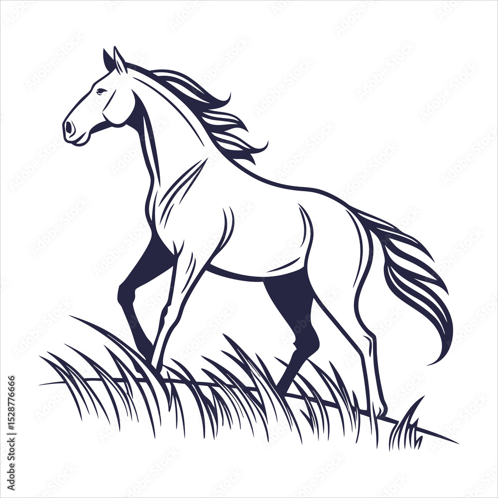 Obraz premium silhouette horse on white background