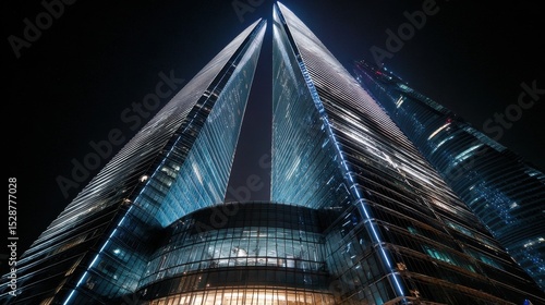 Skyscraper at night looking up  background image