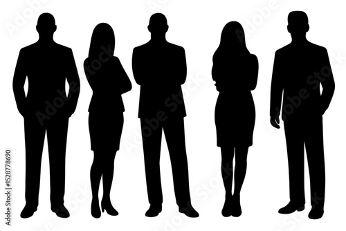 Powerful silhouettes of businesspeople convey teamwork, success, and collaboration. Ideal for corporate presentations and marketing materials.