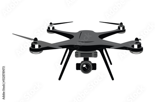 Drone Camera Icon – Silhouette Vector Illustration of Aerial Vehicle

