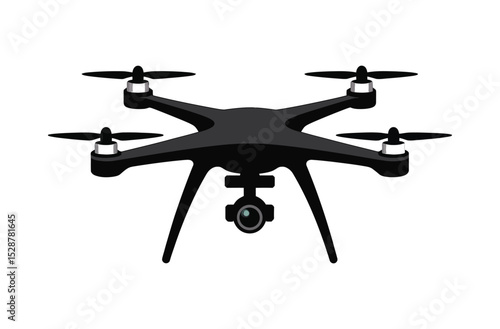 Drone Camera Icon – Silhouette Vector Illustration of Aerial Vehicle

