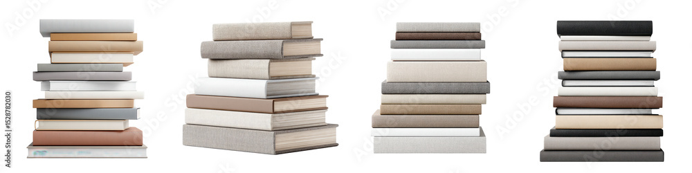 Naklejka premium Stacks of books arranged in various designs