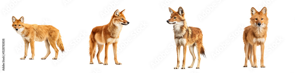 Fototapeta premium A pack of alert wild canines in a natural setting