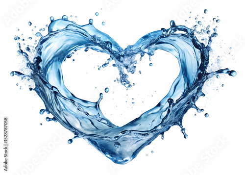 water splash in heart shape clipart png image on transparent background