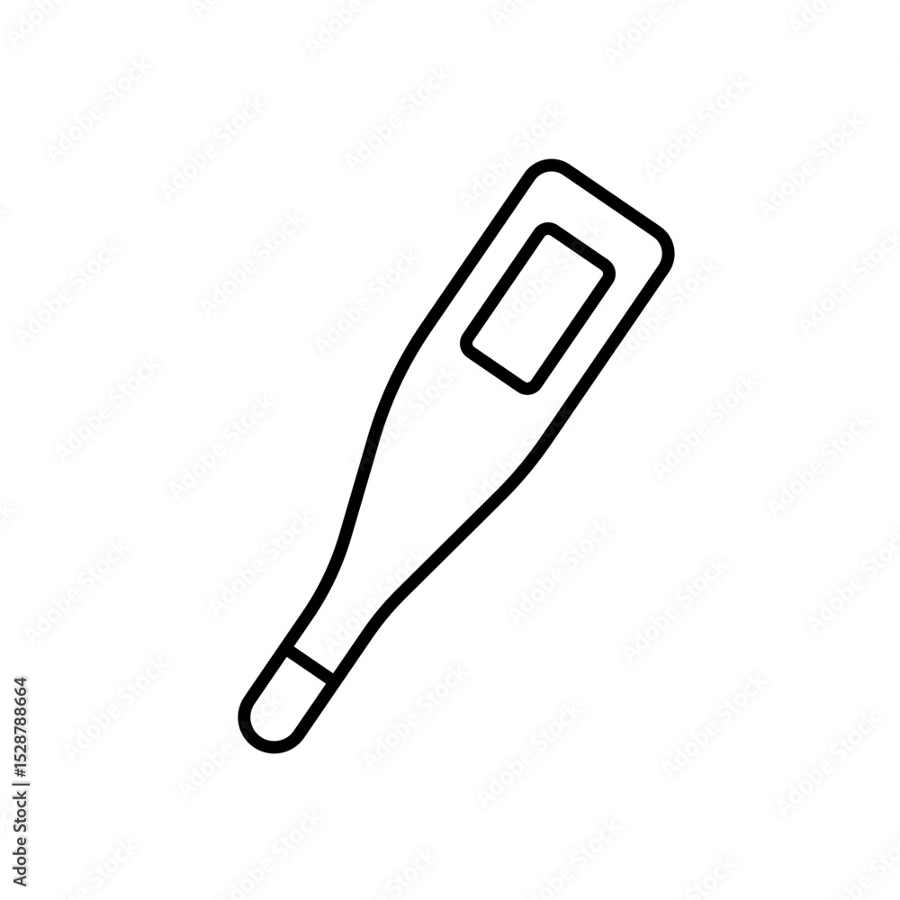 Digital thermometer icon with rectangular display for medical apps fever tracking and clinical visuals Digital thermometer icon with rectangular display for medical apps fever tracking and clinical visuals