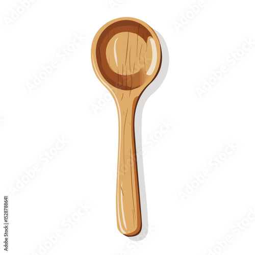 Wooden Spoon illustration vector 2D flat, isolated on a white background.