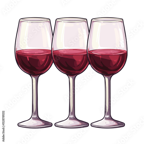 Wine Glasses vector 2D flat illustration, isolated on a white background.