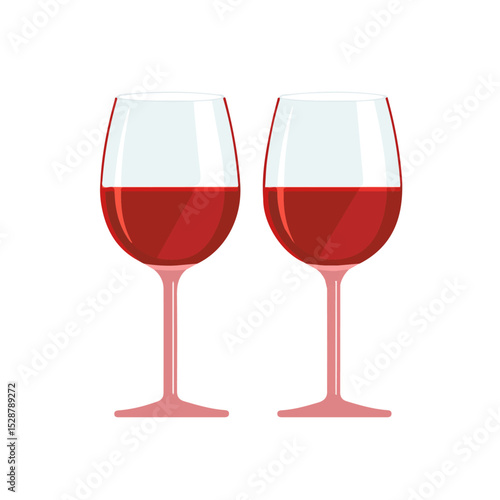 Wine Glasses vector 2D flat illustration, isolated on a white background.