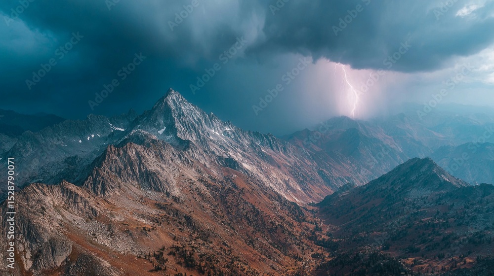 Fototapeta premium Aerial Storm Over Mountain Range/山脈の嵐の空撮6