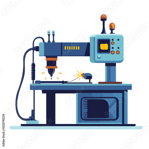 Welding Machines vector 2D flat illustration, isolated on a white background.