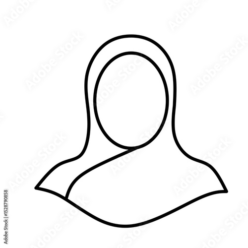 Elegant vector illustration of a Muslim woman wearing a hijab. Perfect for use in Islamic content, modest fashion designs, educational materials, or cultural representations. 