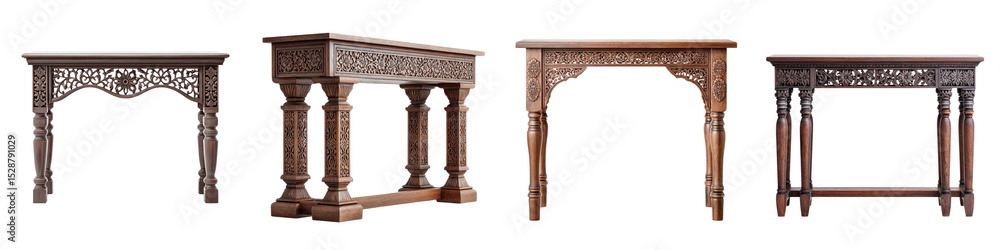 Fototapeta premium Antique carved wooden furniture with intricate traditional designs