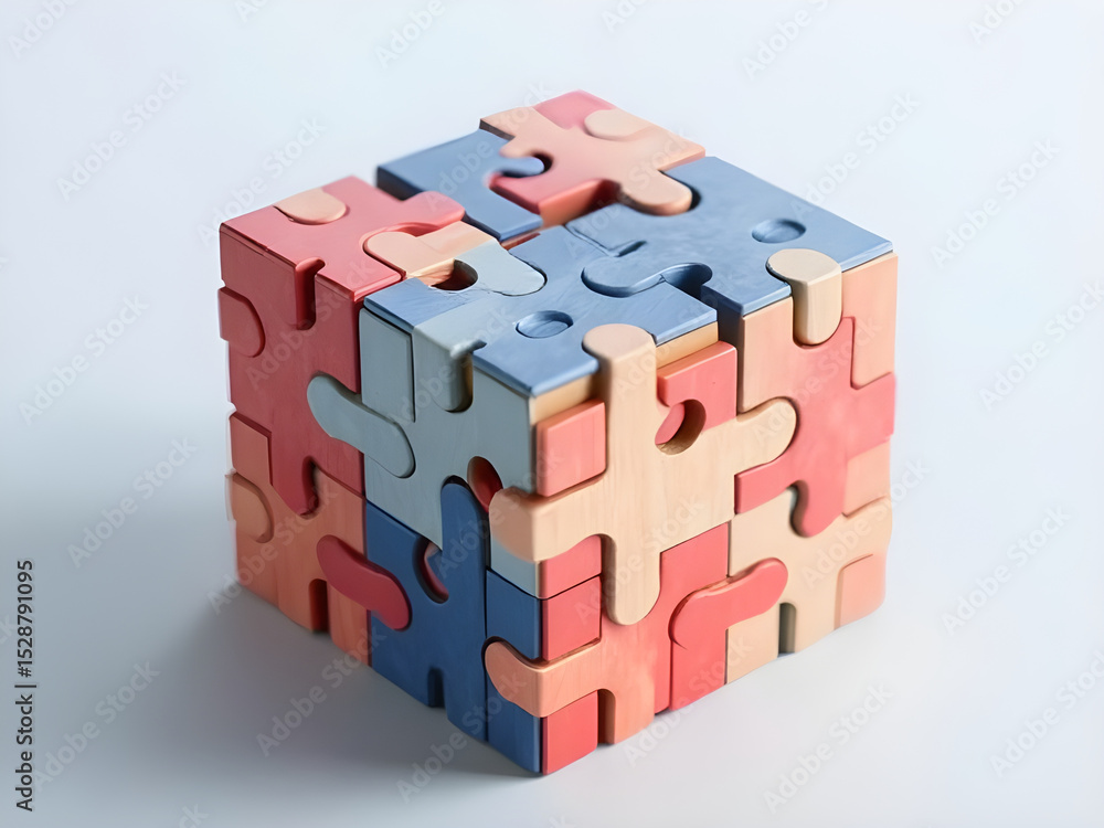 Naklejka premium 3d render of a red puzzle