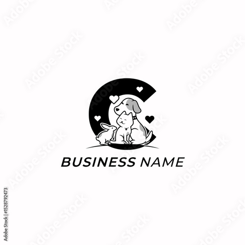 design logo creative letter C and pet