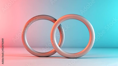 Wallpaper Mural Interlocking rings with gradient background abstract design concept Torontodigital.ca