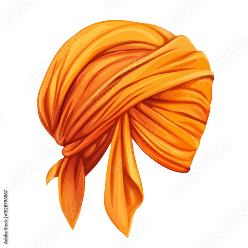 Turban 2D flat vector illustration, isolated on a white background.