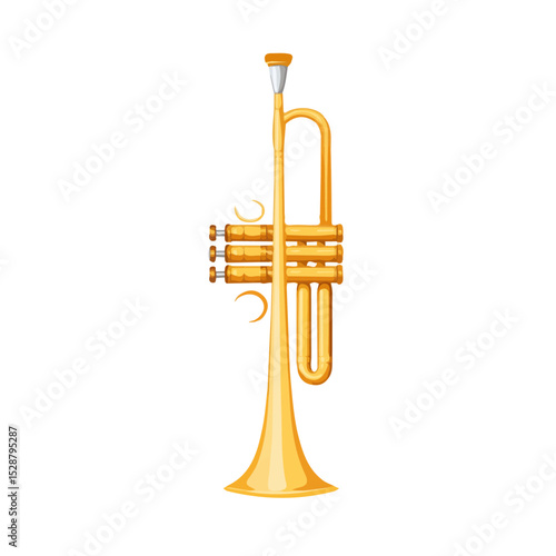 Trumpet illustration vector 2D flat, isolated on a white background.