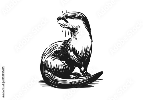 Otter hand drawn sketch vector illustration