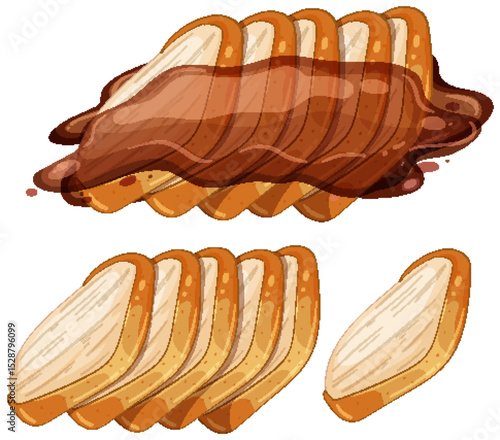 Vector Illustration of Sliced Bread with Chocolate Spread