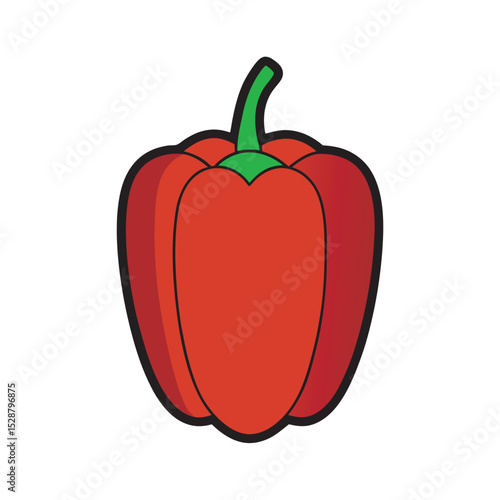 Colorful Capsicum With Simple Vector Outline
