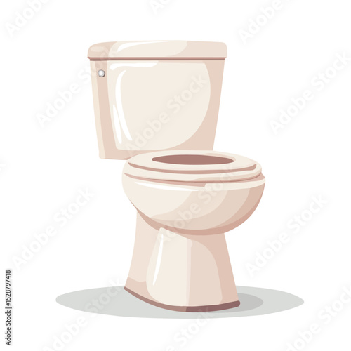 Toilet 2D flat vector illustration, isolated on a white background.