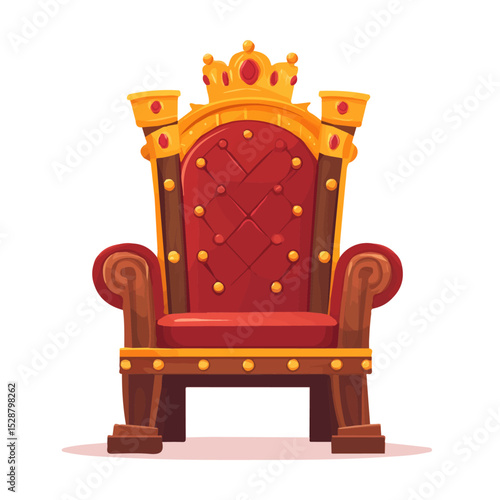 Throne Power vector 2D flat illustration, isolated on a white background.