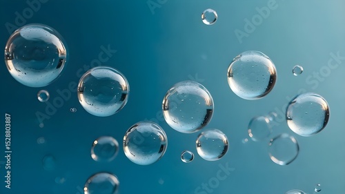 Wallpaper Mural Transparent water bubbles floating gracefully against a soft blue background, creating a serene and calming atmosphere, ideal for design and creative projects Torontodigital.ca