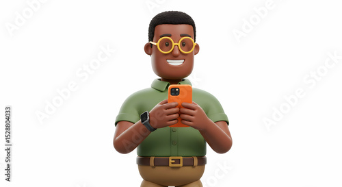 Wallpaper Mural Smiling Black Man Using Smartphone Mockup Design Torontodigital.ca