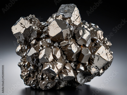 Photorealistic Macro of Raw Nickel Ore on White Background – Shiny Metallic Texture, Jagged Edges, and Geological Detail